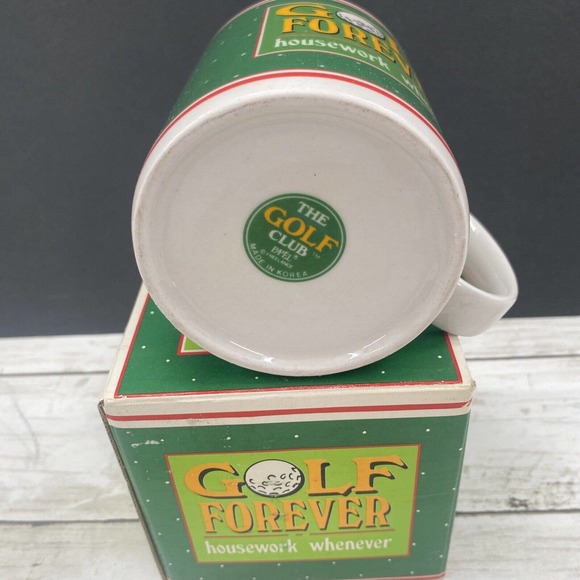 Vintage Golf Forever Housework Work Whenever Ceramic Porcelain Coffee Tea Mug - Picture 3 of 12